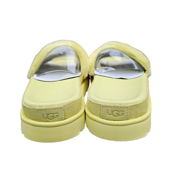 Fuzzy Fur Slides UGG Laton Size 10 Yellow Wool Embroidered Logo Sandal Suede EUC - Picture 6 of 14